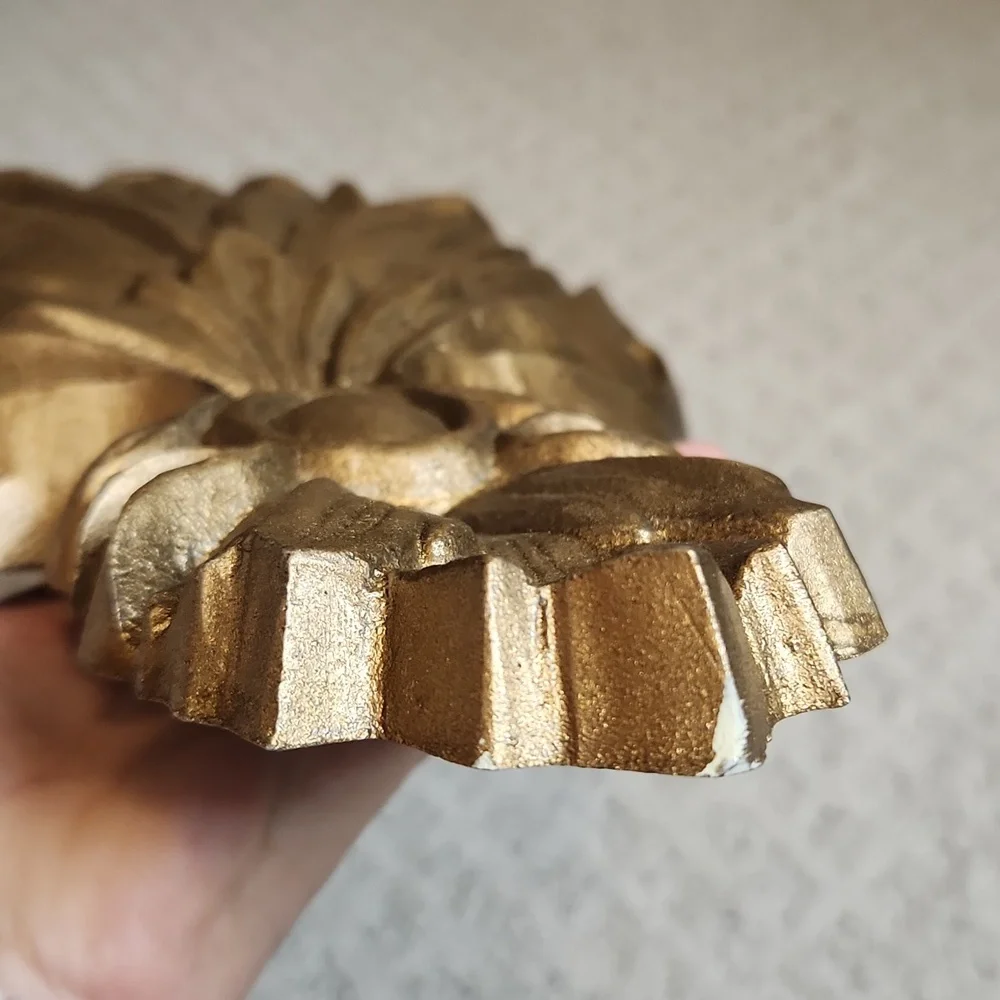 Vintage Hoda Hollywood Regency Mid-Century Golden Wall Pocket Cast Aluminum